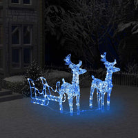 vidaXL Decoração de Natal renas/trenó 160 luzes LED 130 cm acrílico