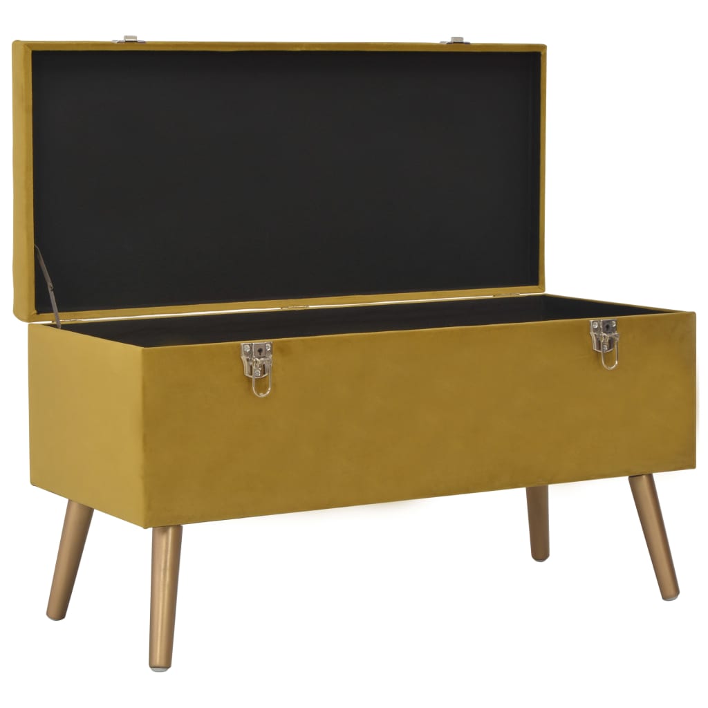vidaXL Bancos de arrumação 3 pcs veludo amarelo mostarda