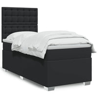 vidaXL Cama box spring com colchão solteiro couro artificial preto