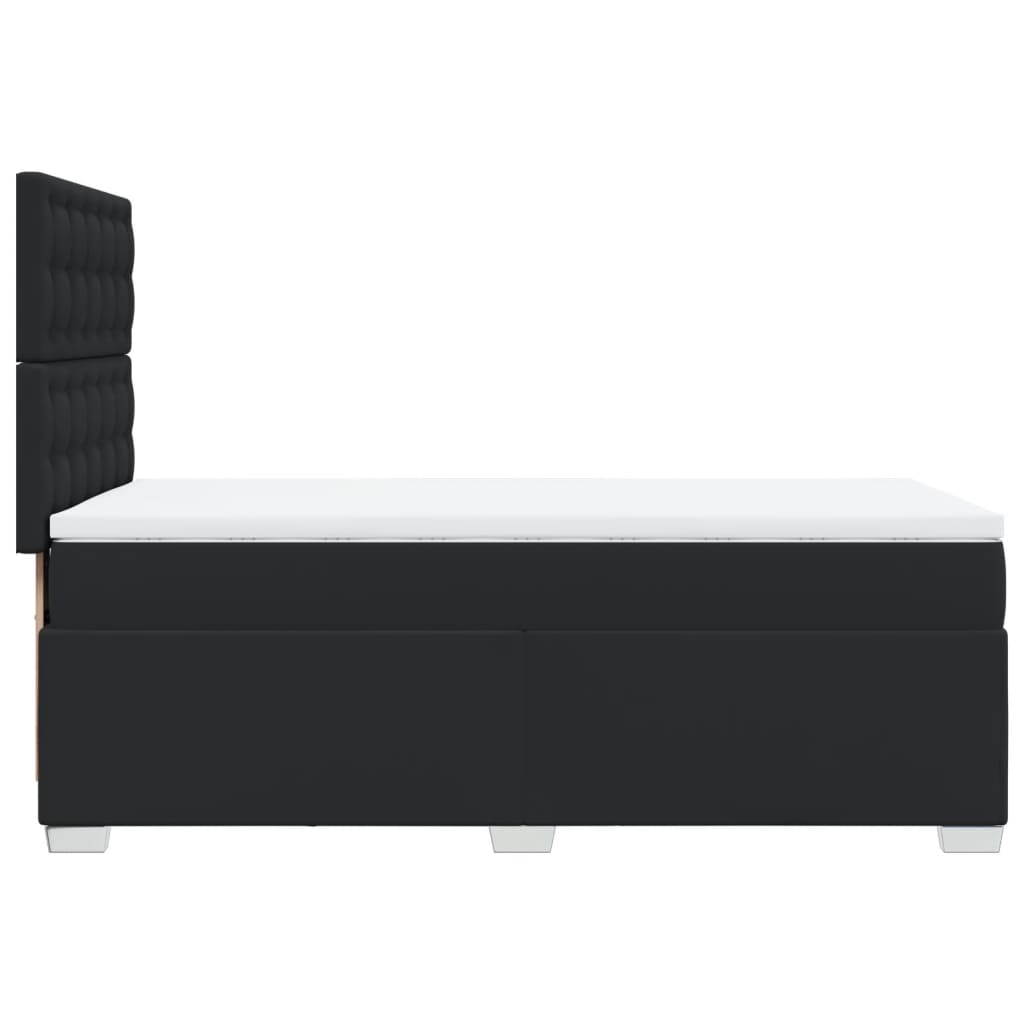 vidaXL Cama box spring com colchão solteiro couro artificial preto