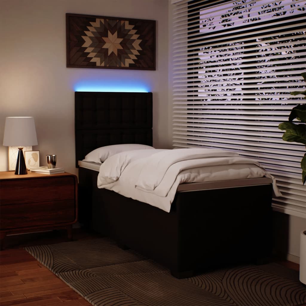 vidaXL Cama box spring com colchão solteiro couro artificial preto