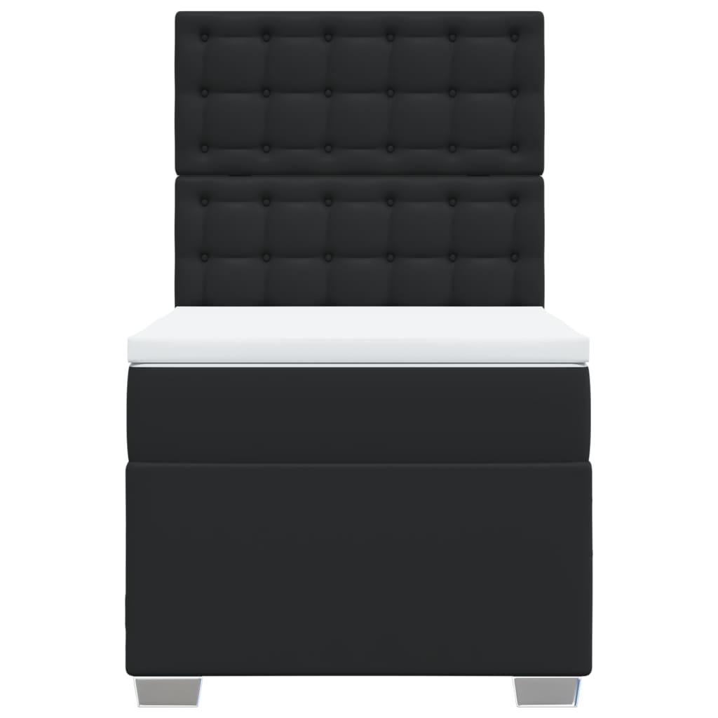 vidaXL Cama box spring com colchão solteiro couro artificial preto
