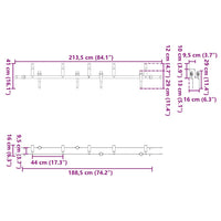 vidaXL Kit de ferragens para porta deslizante 213,5 cm aço preto