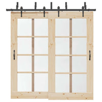 vidaXL Kit de ferragens para porta deslizante 213,5 cm aço preto