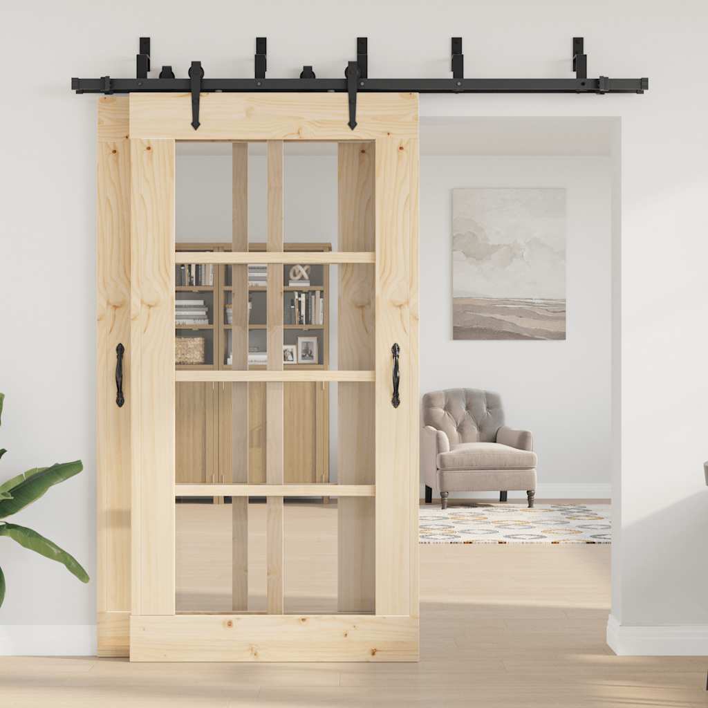 vidaXL Kit de ferragens para porta deslizante 213,5 cm aço preto