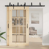 vidaXL Kit de ferragens para porta deslizante 213,5 cm aço preto