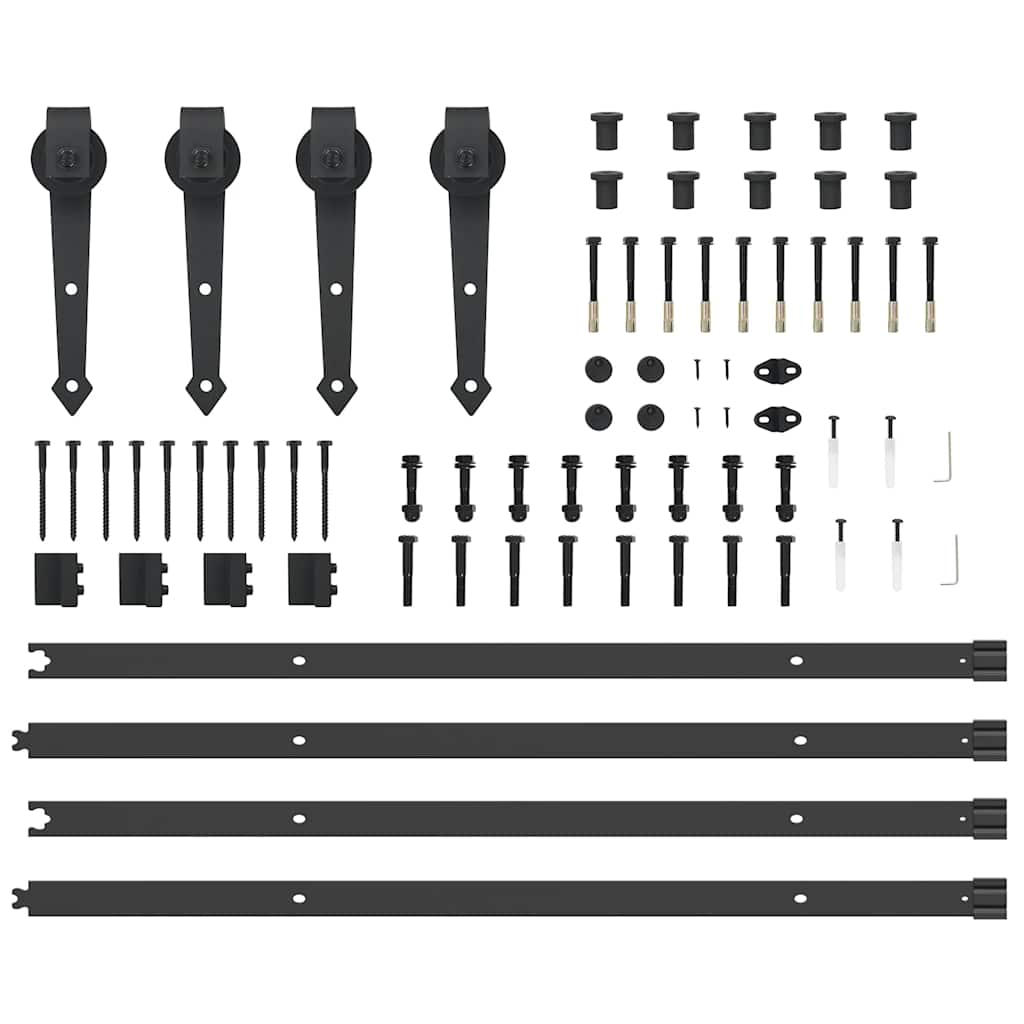 vidaXL Kit de ferragens para porta deslizante 213,5 cm aço preto