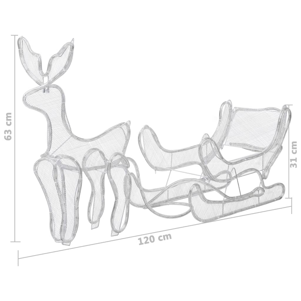 vidaXL Iluminação de Natal formato rena e trenó com rede 432 luzes LED