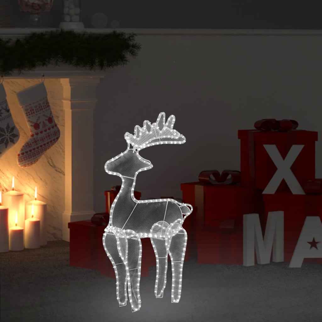 vidaXL Rena decorativa Natal c/ malha de aço 306 luzes LED 60x24x89 cm