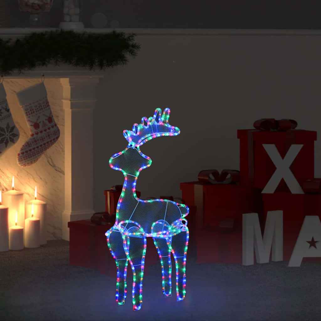 vidaXL Rena decorativa Natal c/ malha de aço 306 luzes LED 60x24x89 cm