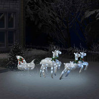 vidaXL Decoração de Natal renas/trenó de exterior 60 luzes LED dourado