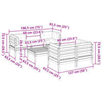 vidaXL 6 pcs conj. sofás jardim almofadões pinho maciço castanho cera