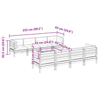 vidaXL 9pcs conj. sofás jardim c/ almofadões pinho maciço castanho mel