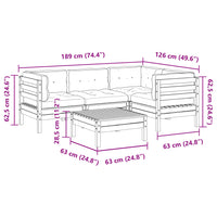 vidaXL 5pcs conj. sofás jardim + almofadões pinho maciço castanho-mel