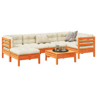 vidaXL 7pcs conj. sofás jardim c/ almofadões pinho maciço castanho mel