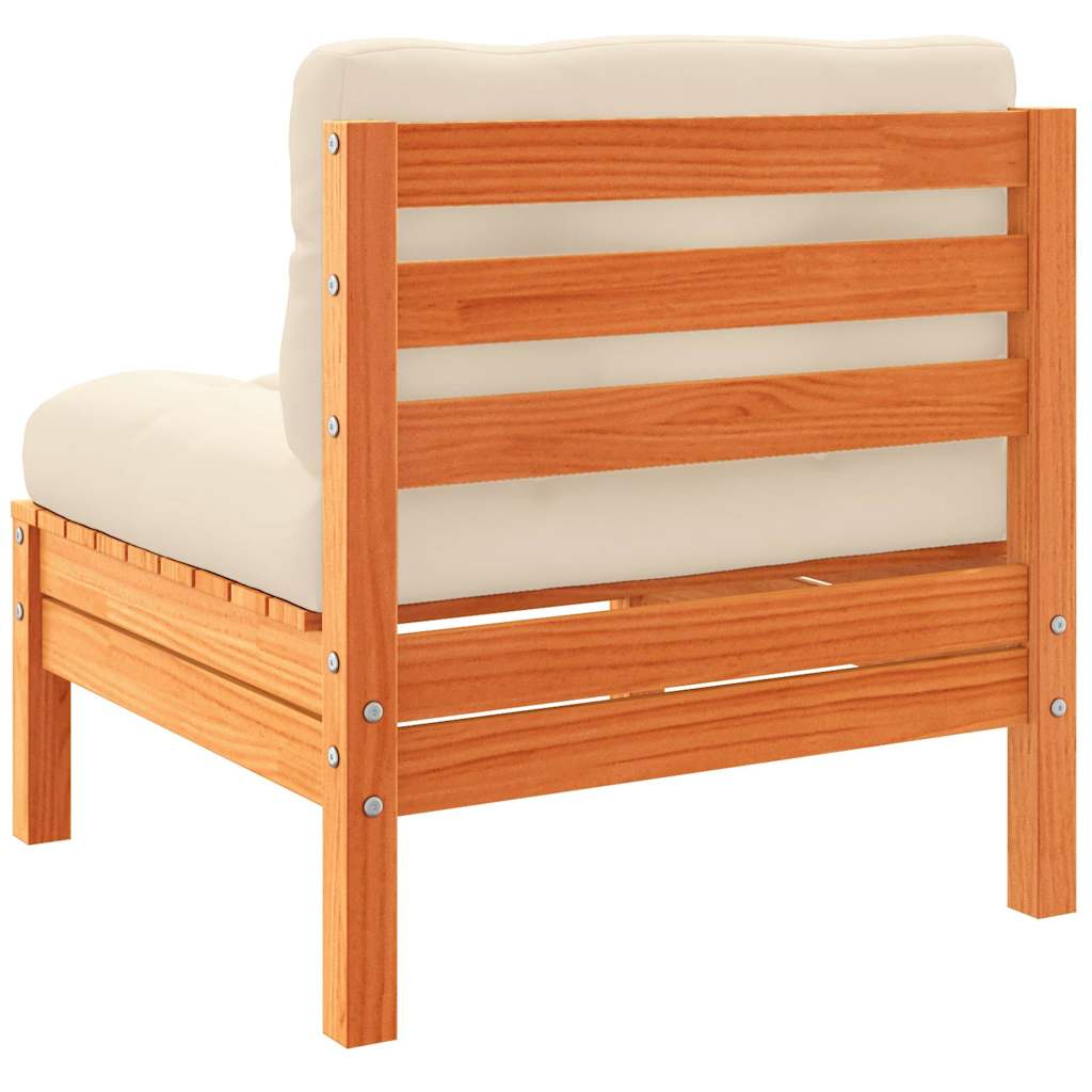 vidaXL 7pcs conj. sofás jardim c/ almofadões pinho maciço castanho mel