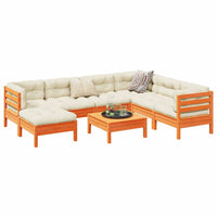 vidaXL 8pcs conj. sofás jardim c/ almofadões pinho maciço castanho mel