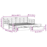 vidaXL Sofá-cama com gavetão e gavetas sem colchão 80x200 cm branco