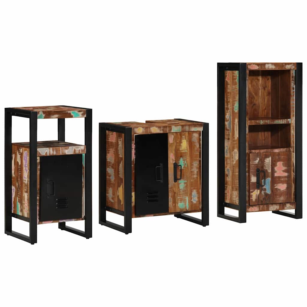 vidaXL Conjunto de Móveis para Banheiro 3 pcs Madeira Reforçada Sólida