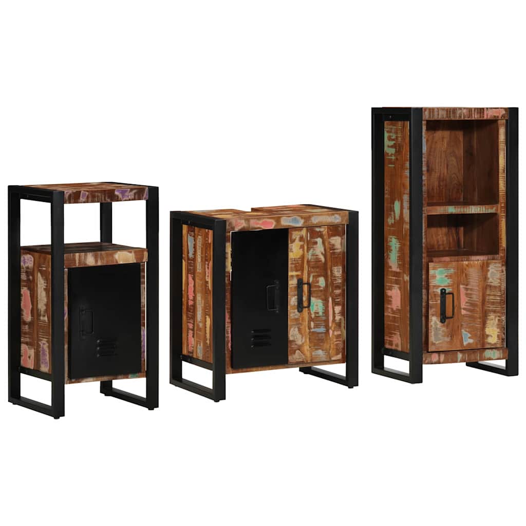 vidaXL Conjunto de Móveis para Banheiro 3 pcs Madeira Reforçada Sólida