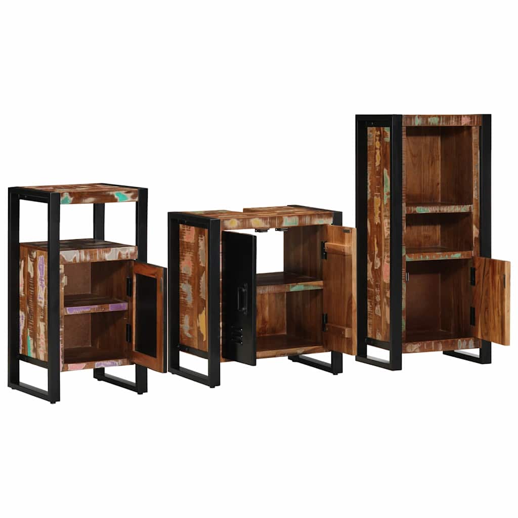 vidaXL Conjunto de Móveis para Banheiro 3 pcs Madeira Reforçada Sólida