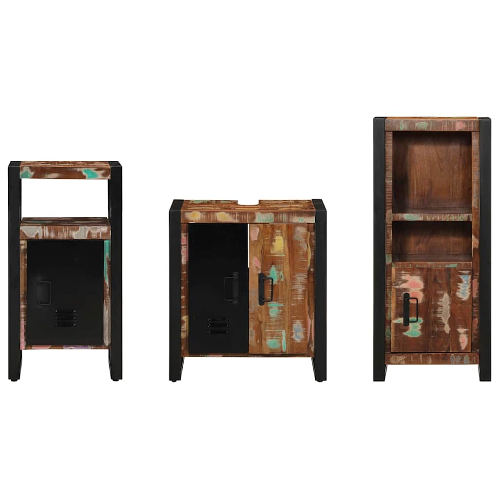 vidaXL Conjunto de Móveis para Banheiro 3 pcs Madeira Reforçada Sólida