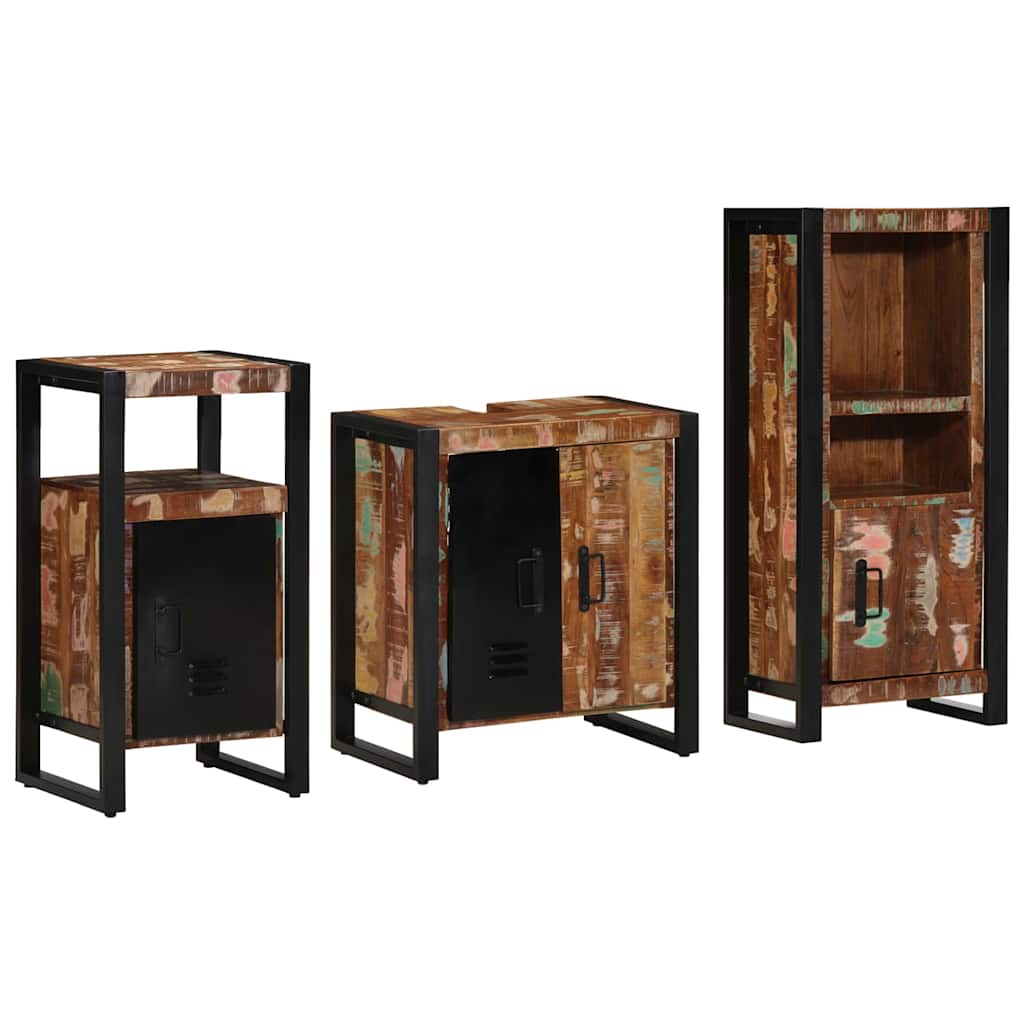vidaXL Conjunto de Móveis para Banheiro 3 pcs Madeira Reforçada Sólida