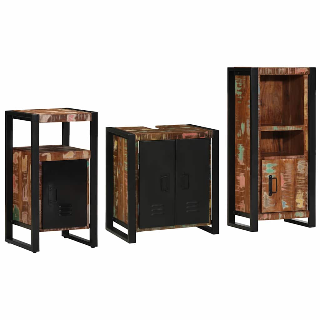 vidaXL Conjunto de Móveis para Banheiro 3 pcs Madeira Reforçada Sólida