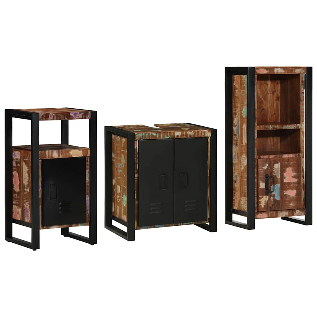 vidaXL Conjunto de Móveis para Banheiro 3 pcs Madeira Reforçada Sólida