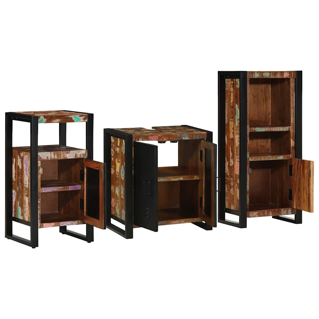 vidaXL Conjunto de Móveis para Banheiro 3 pcs Madeira Reforçada Sólida