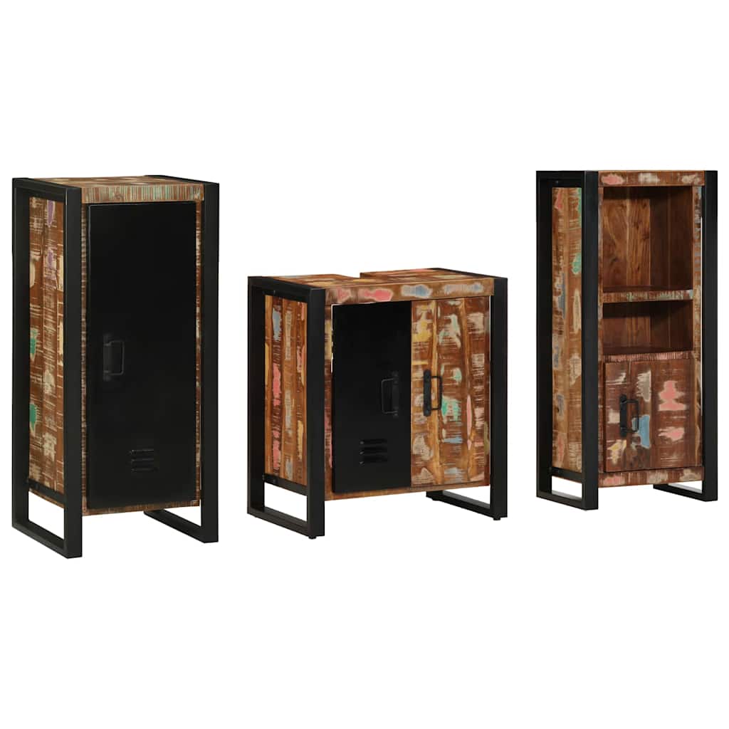 vidaXL Conjunto de Móveis para Banheiro 3 pcs Madeira Reforçada Sólida