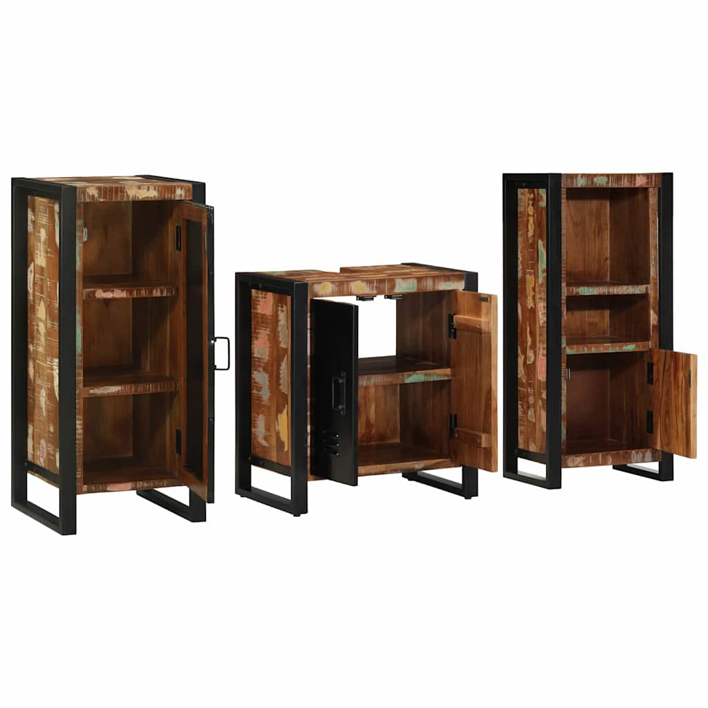 vidaXL Conjunto de Móveis para Banheiro 3 pcs Madeira Reforçada Sólida