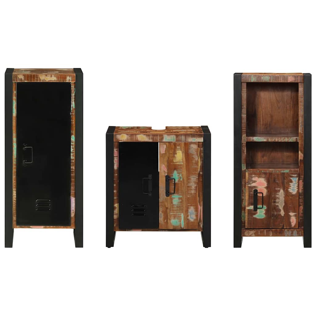 vidaXL Conjunto de Móveis para Banheiro 3 pcs Madeira Reforçada Sólida