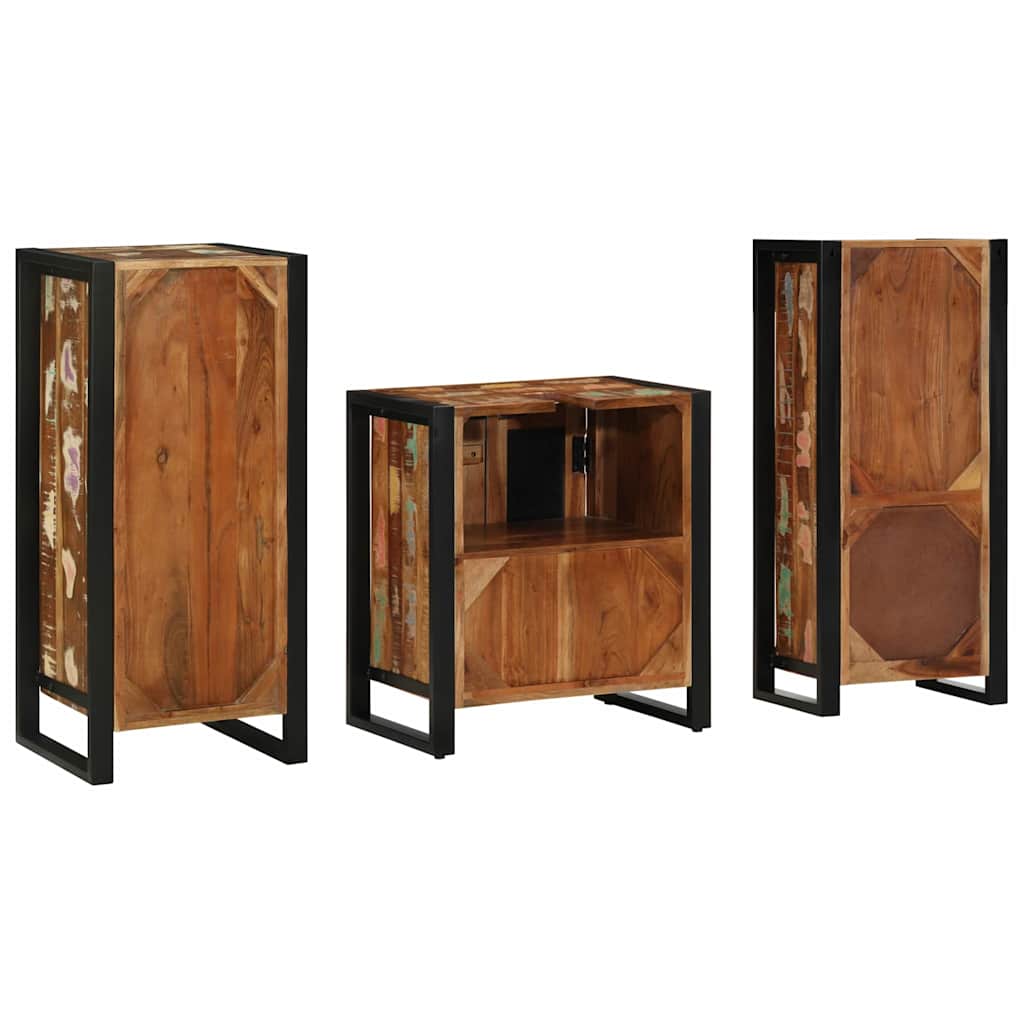 vidaXL Conjunto de Móveis para Banheiro 3 pcs Madeira Reforçada Sólida