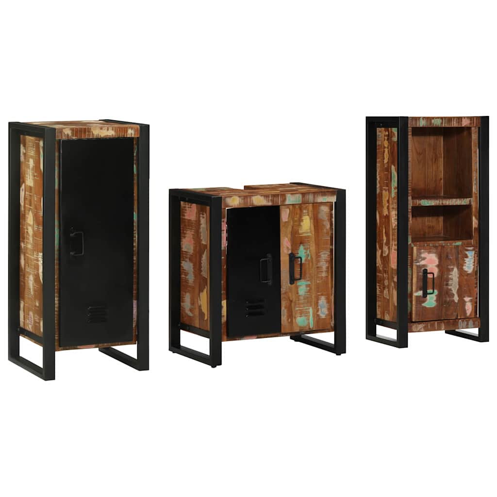 vidaXL Conjunto de Móveis para Banheiro 3 pcs Madeira Reforçada Sólida