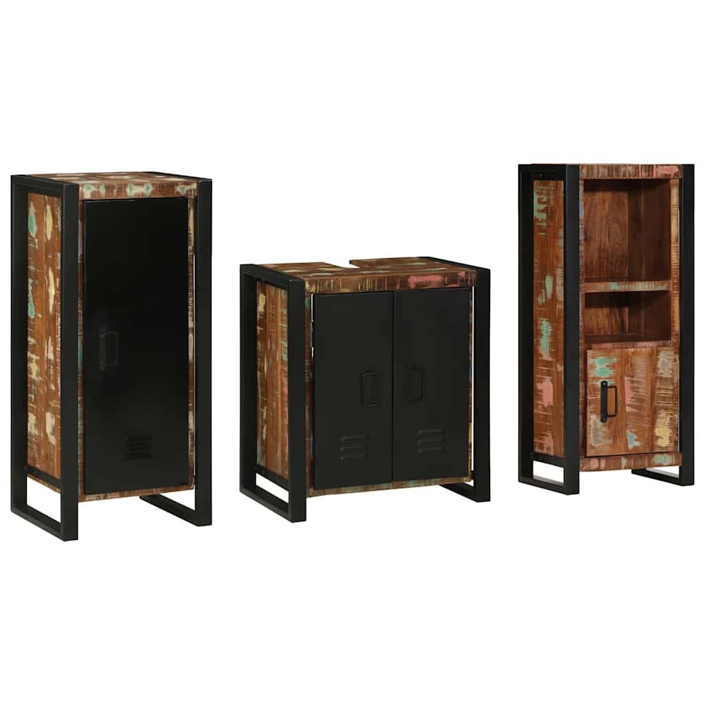 vidaXL Conjunto de Móveis para Banheiro 3 pcs Madeira Reforçada Sólida