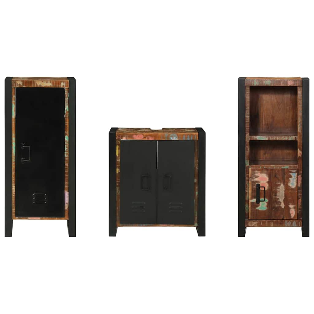 vidaXL Conjunto de Móveis para Banheiro 3 pcs Madeira Reforçada Sólida