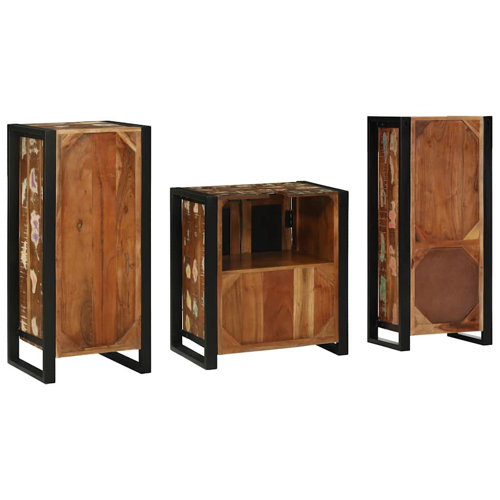 vidaXL Conjunto de Móveis para Banheiro 3 pcs Madeira Reforçada Sólida