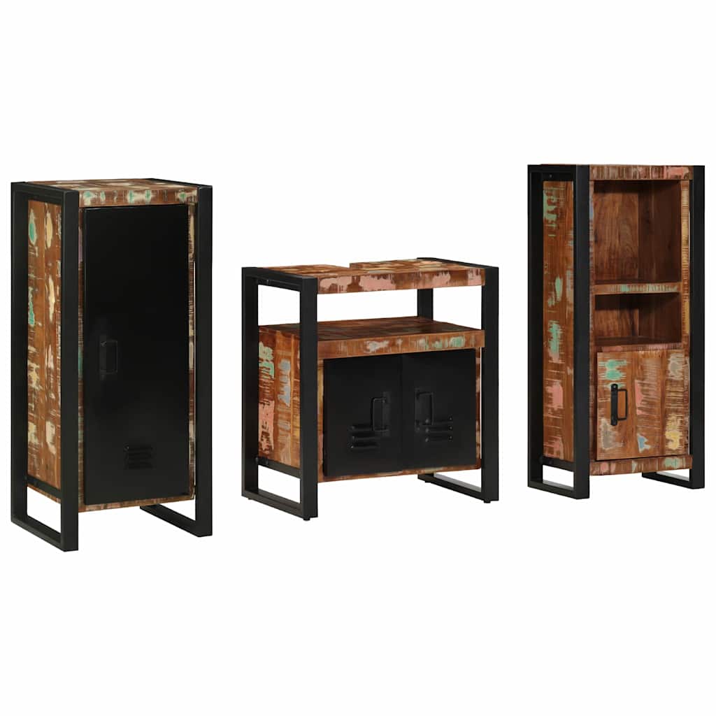 vidaXL Conjunto de Móveis para Banheiro 3 pcs Madeira Reforçada Sólida