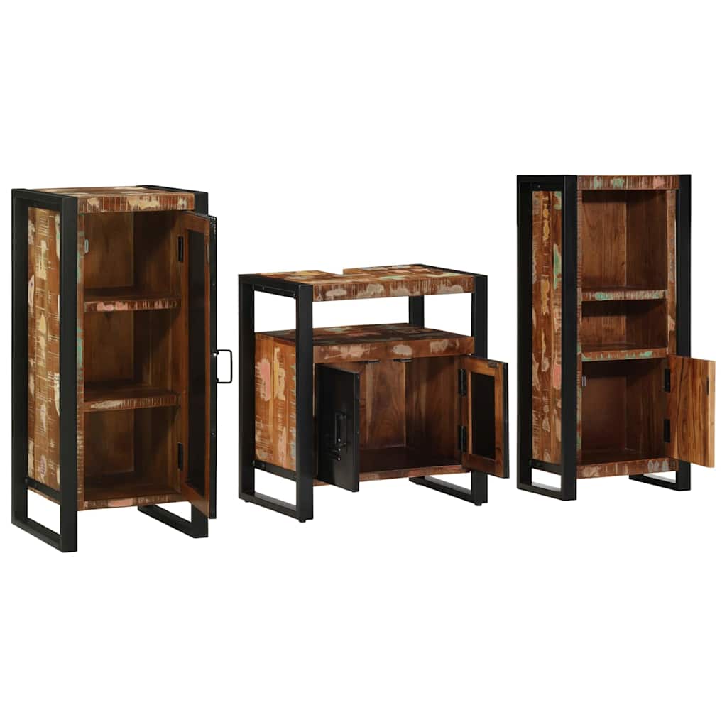 vidaXL Conjunto de Móveis para Banheiro 3 pcs Madeira Reforçada Sólida