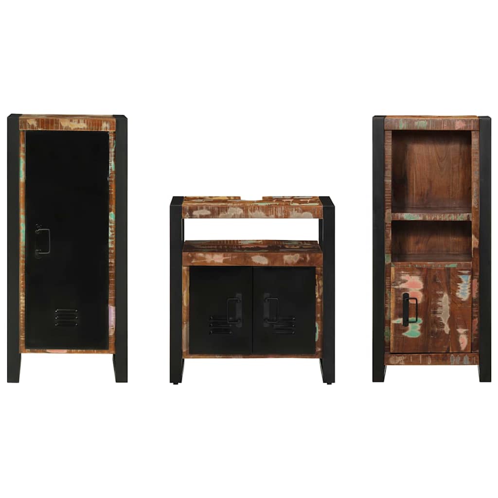 vidaXL Conjunto de Móveis para Banheiro 3 pcs Madeira Reforçada Sólida