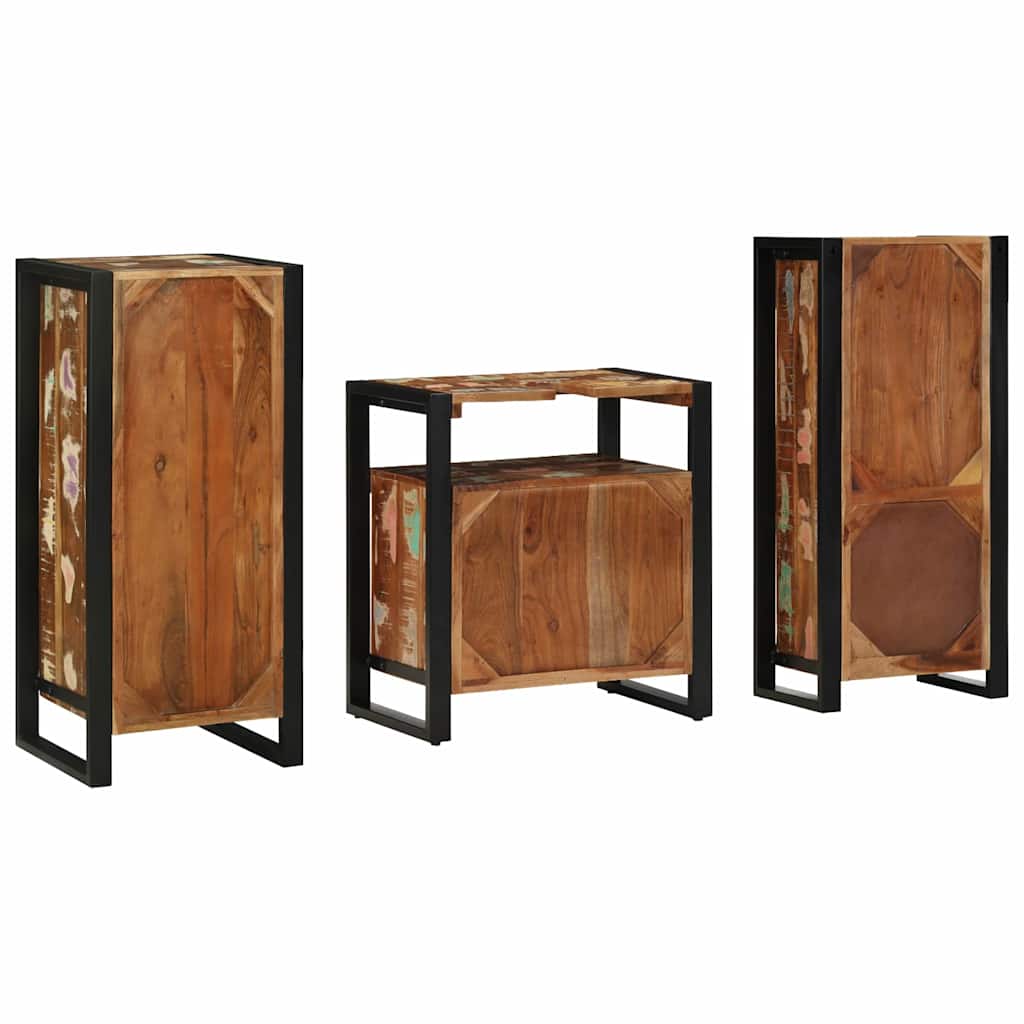 vidaXL Conjunto de Móveis para Banheiro 3 pcs Madeira Reforçada Sólida