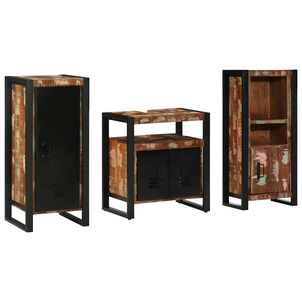 vidaXL Conjunto de Móveis para Banheiro 3 pcs Madeira Reforçada Sólida