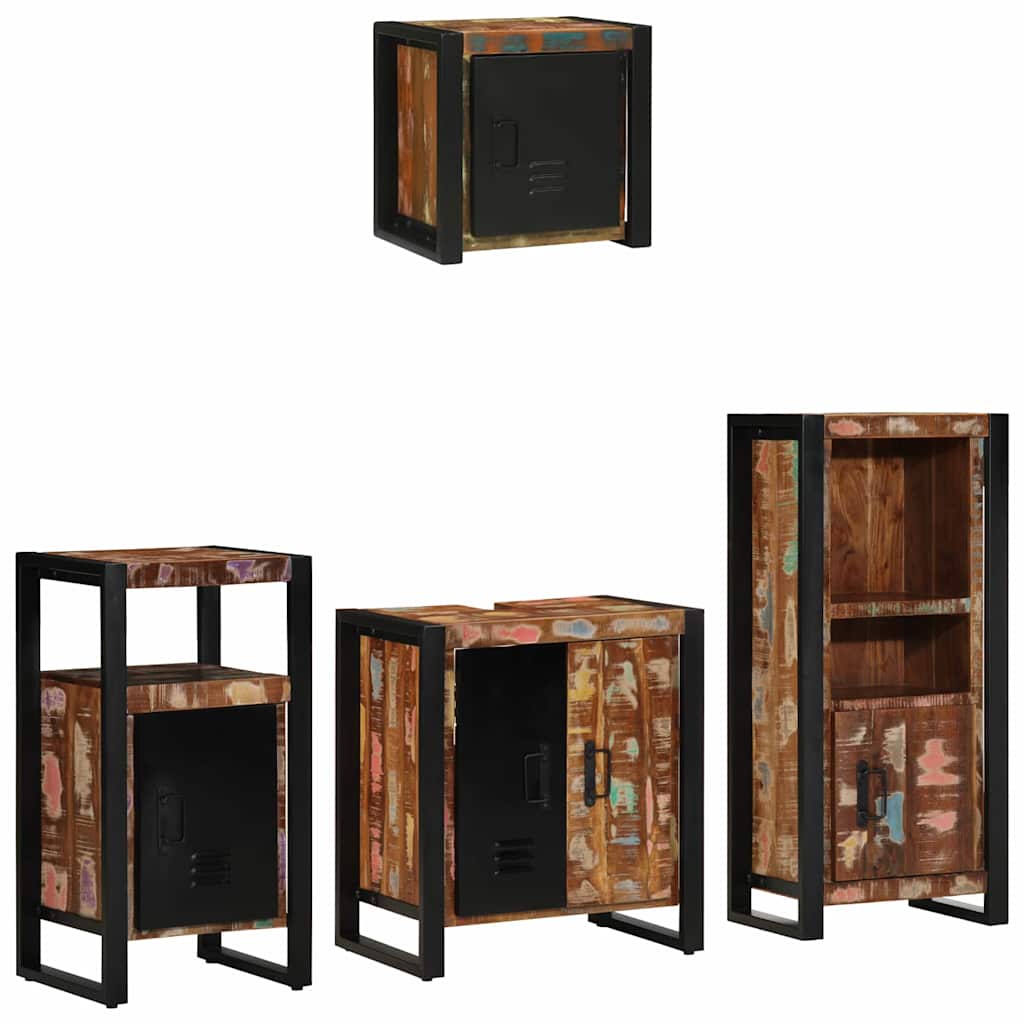 vidaXL Conjunto de Móveis para Banheiro 4 pcs Madeira Reforçada Sólida