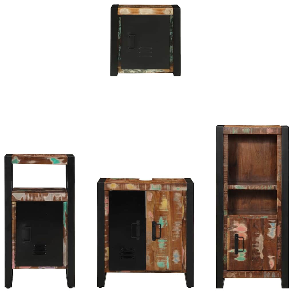 vidaXL Conjunto de Móveis para Banheiro 4 pcs Madeira Reforçada Sólida