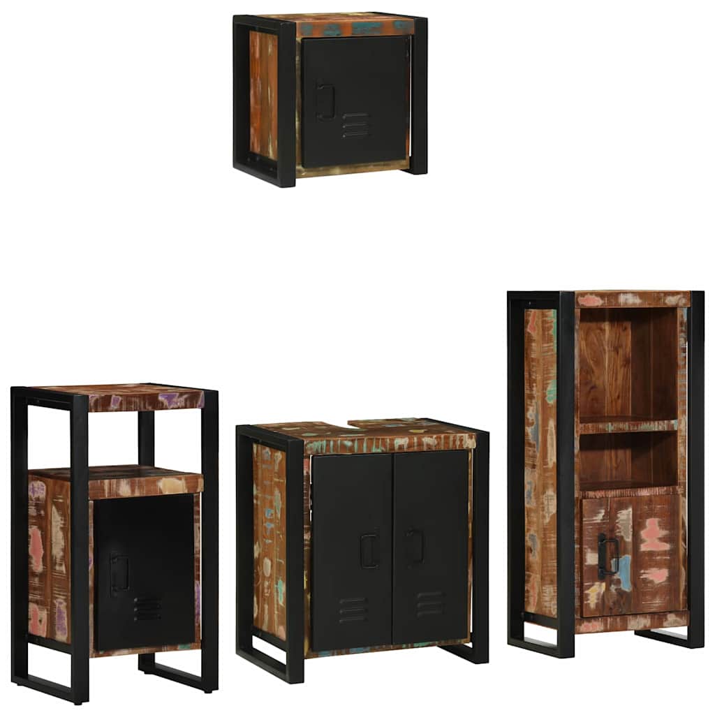 vidaXL Conjunto de Móveis para Banheiro 4 pcs Madeira Reforçada Sólida