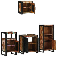 vidaXL Conjunto de Móveis para Banheiro 4 pcs Madeira Reforçada Sólida