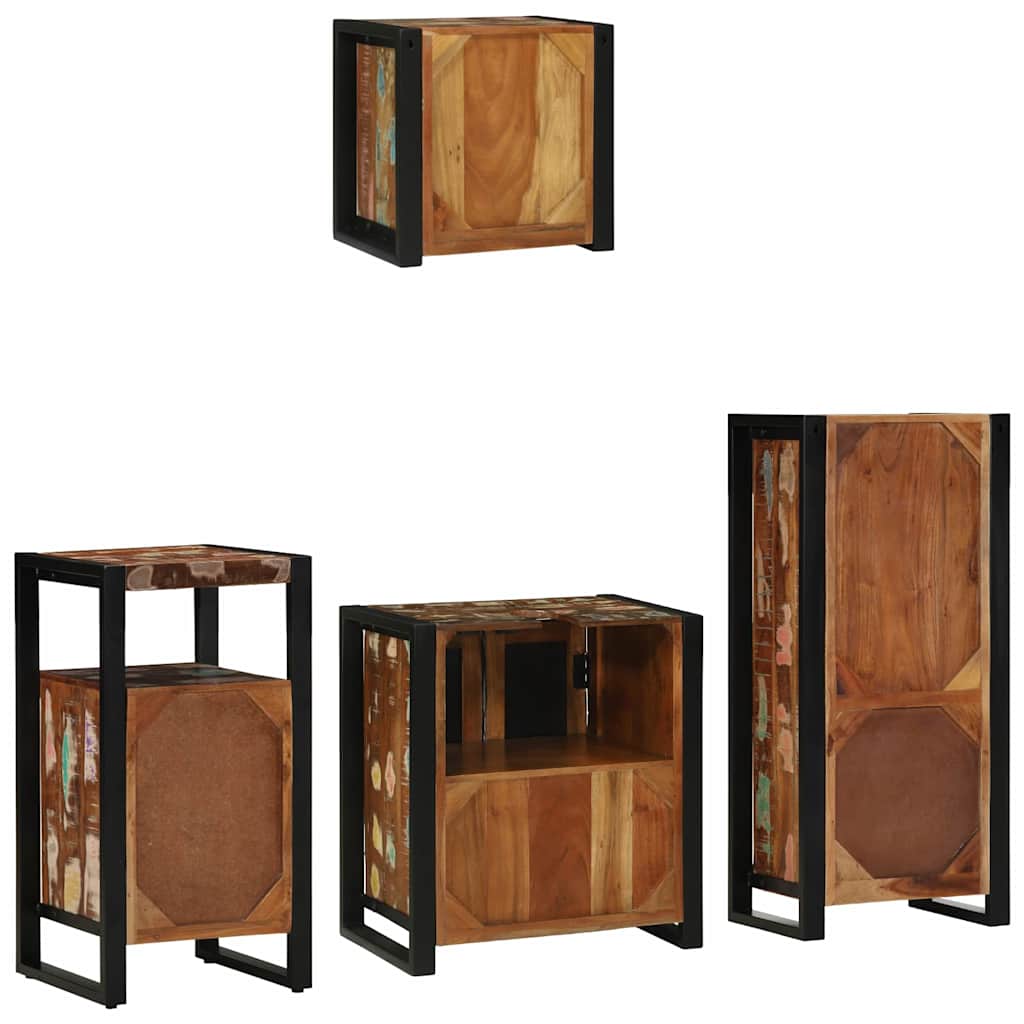 vidaXL Conjunto de Móveis para Banheiro 4 pcs Madeira Reforçada Sólida