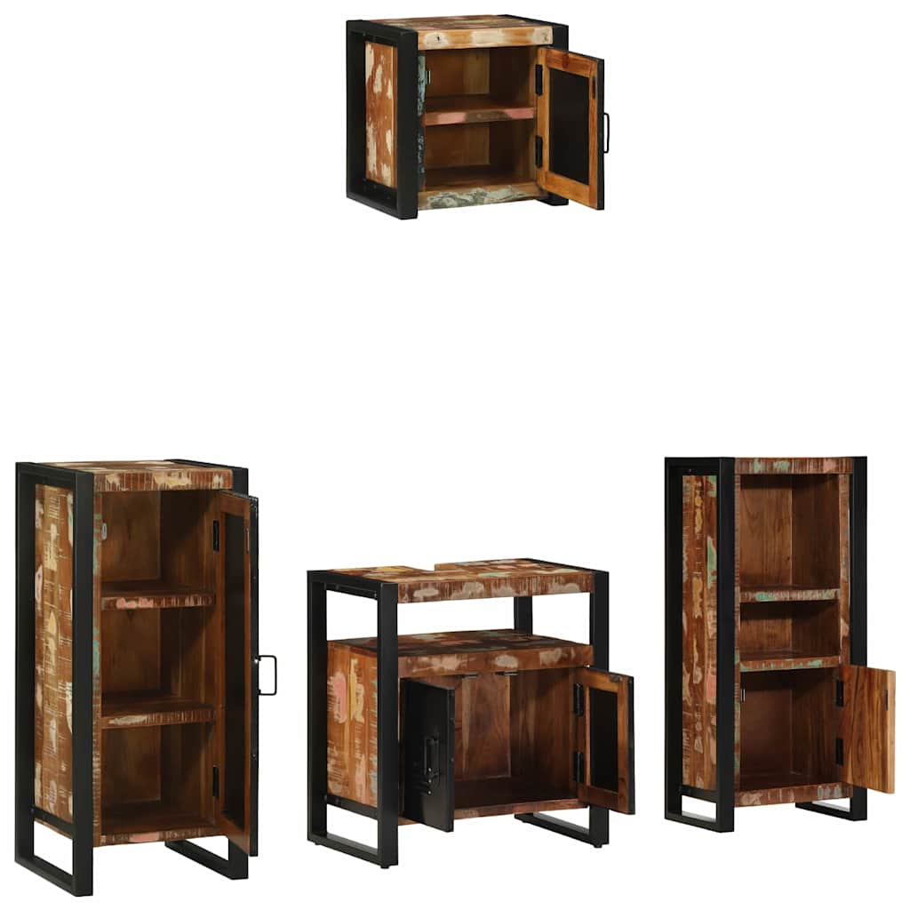 vidaXL Conjunto de Móveis para Banheiro 4 pcs Madeira Reforçada Sólida