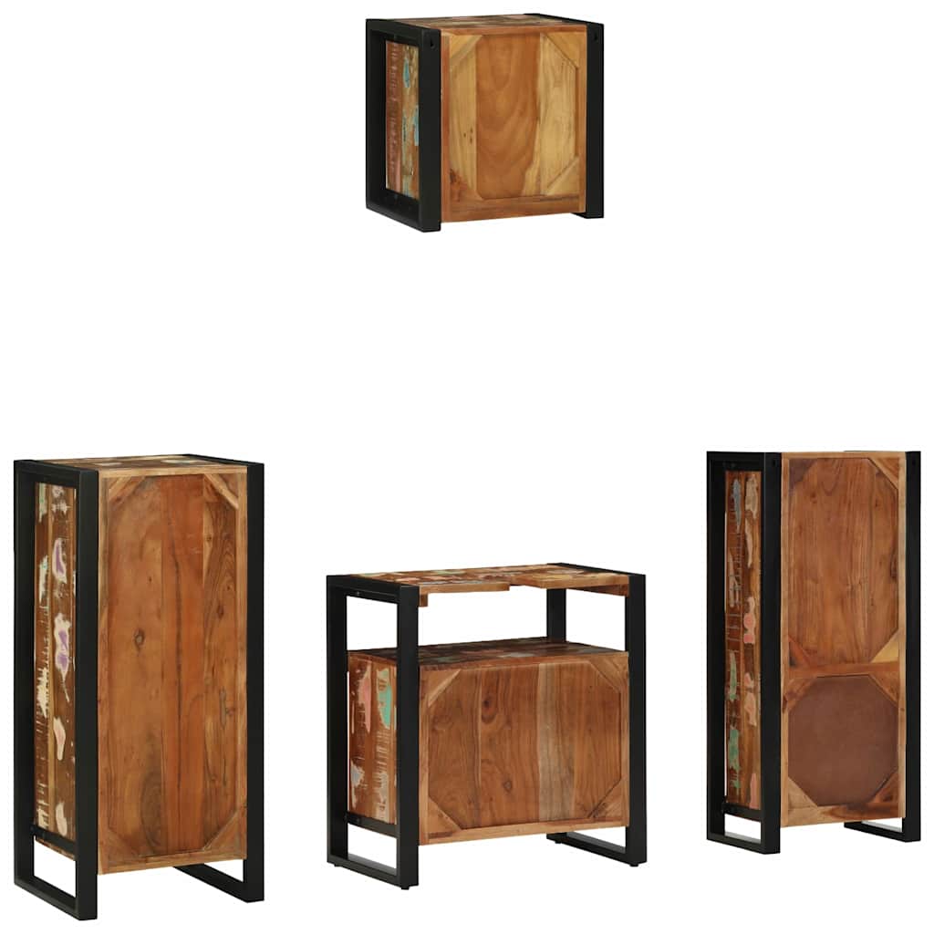vidaXL Conjunto de Móveis para Banheiro 4 pcs Madeira Reforçada Sólida